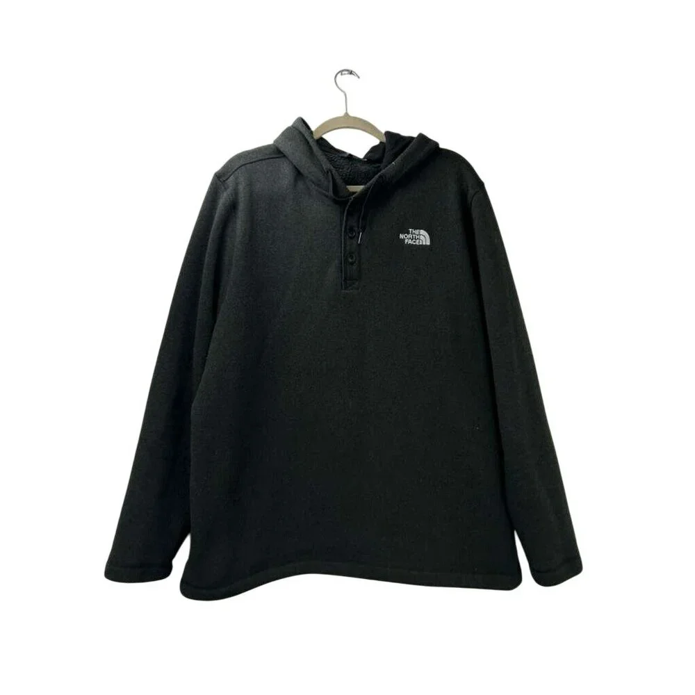 The North Face Men's XXL Hoodie 1/4 Button Sweatshirt Charcoal Gray